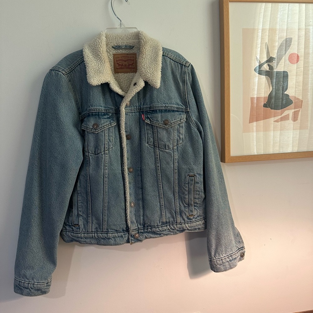 Levi's Blue Denim Sherpa Jacket
